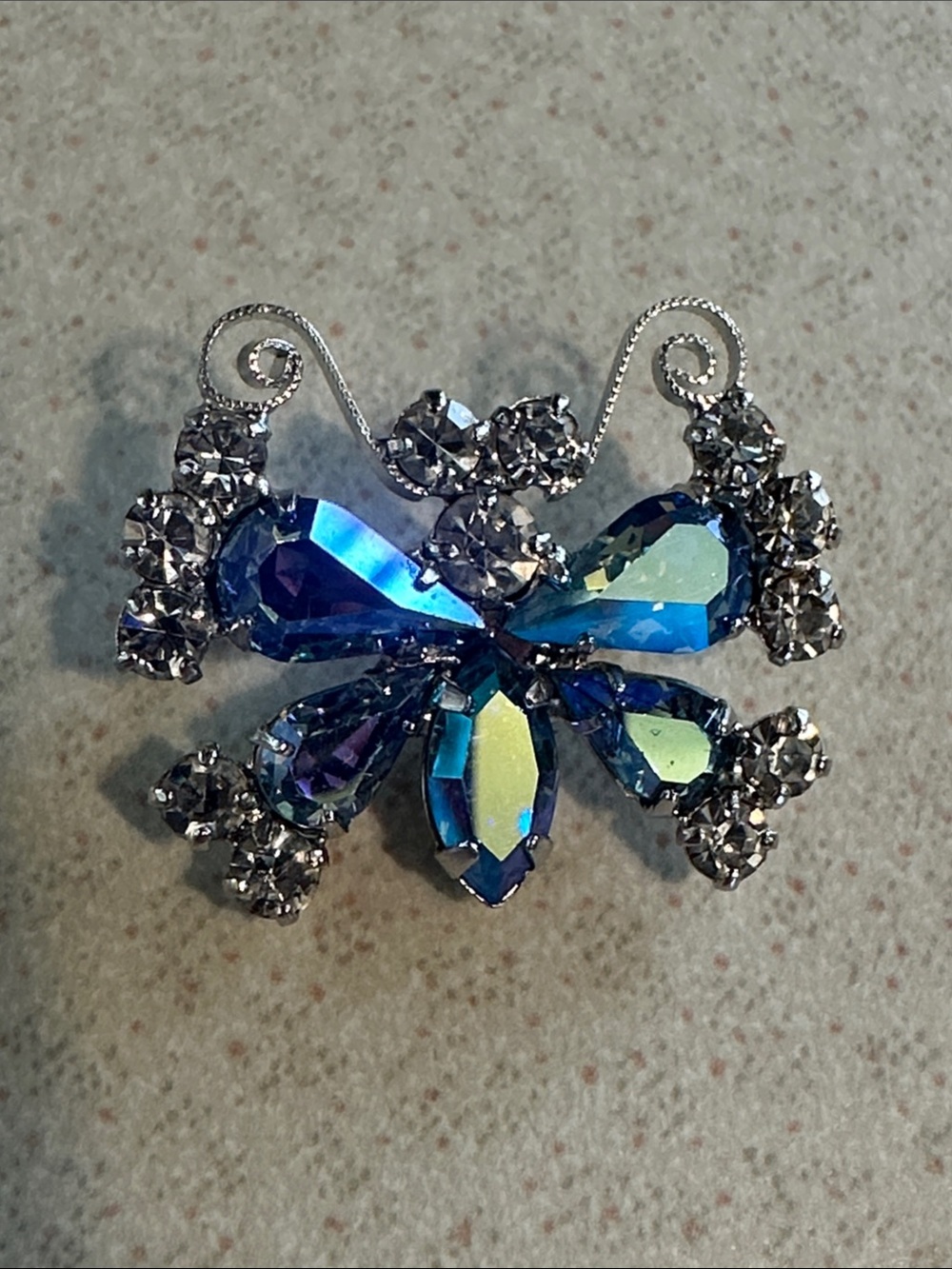 Beautiful B David small Blue Crystal Butterfly Brooch (843)